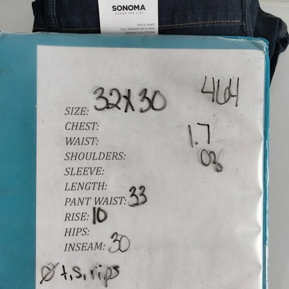 Sonoma Mens 32X30 Dark Wash Regular Every Day Pants NEW - Picture 13 of 14